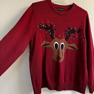 Alex Stevens Christmas Sweater Men's Unisex XL Reindeer w Holiday lights‎